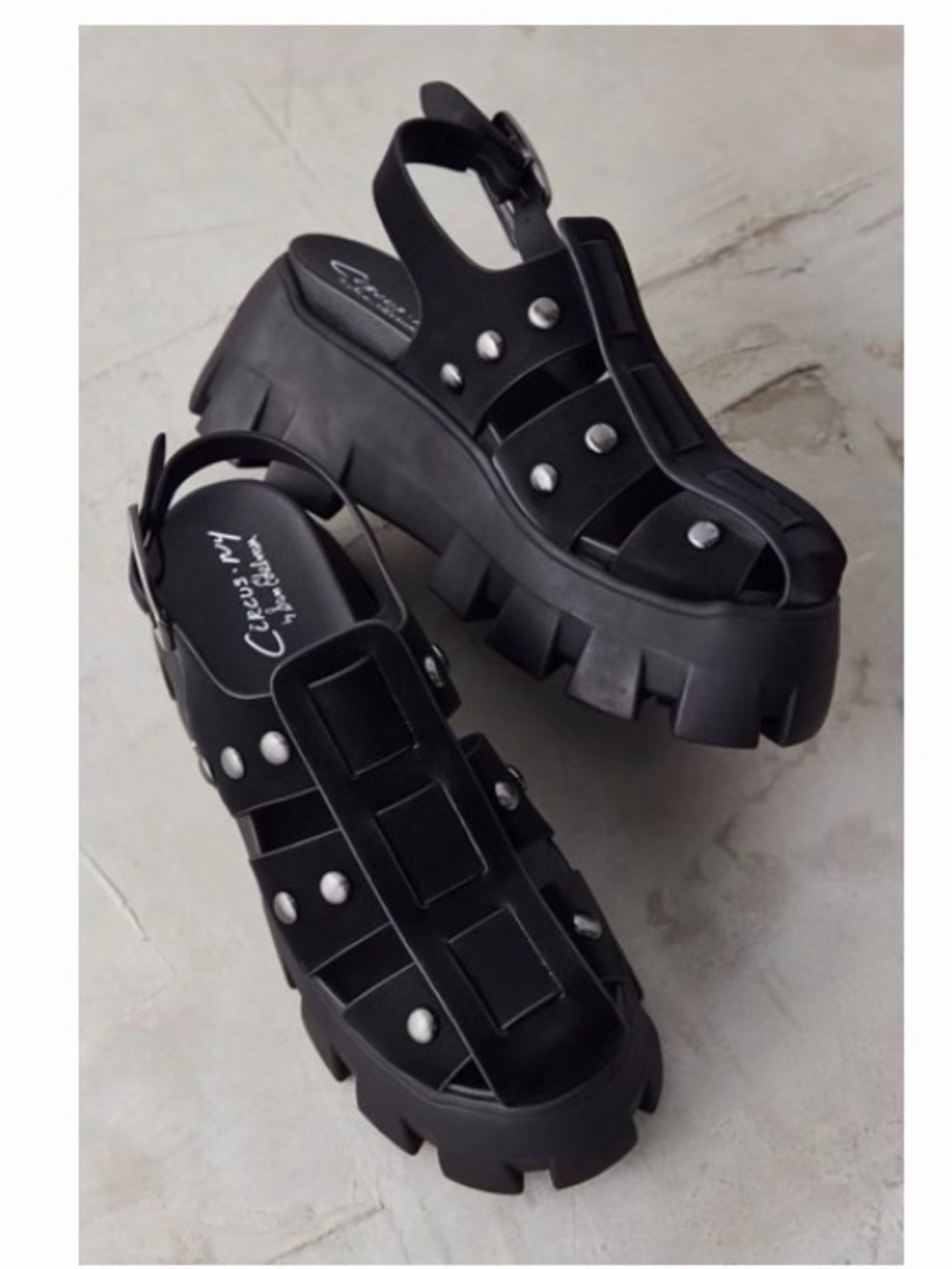 Black Platform Gladiator Sandals with Stud Details Sam Edelman Circus NY
